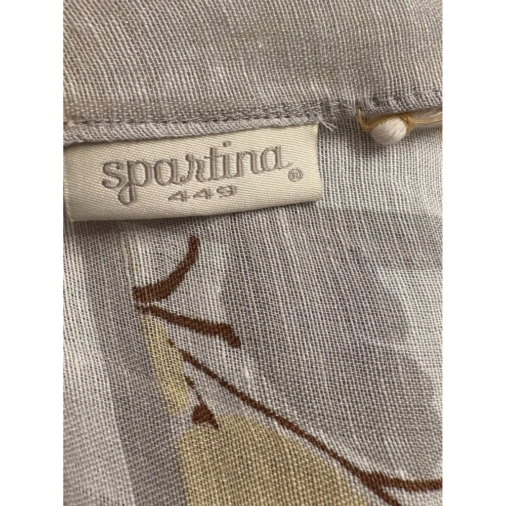 Spartina 449 Floral Tassel Scarf Yellow Grey Linen Viscose Blend Wrap Accessory